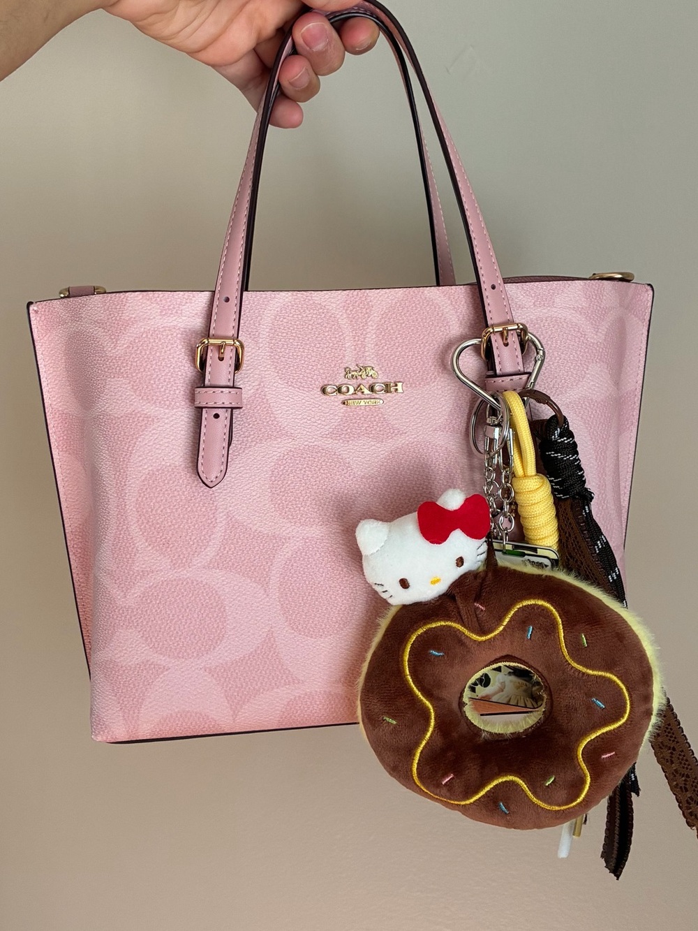 Hello Kitty Brown Donut Plush Keychain Bag Charm